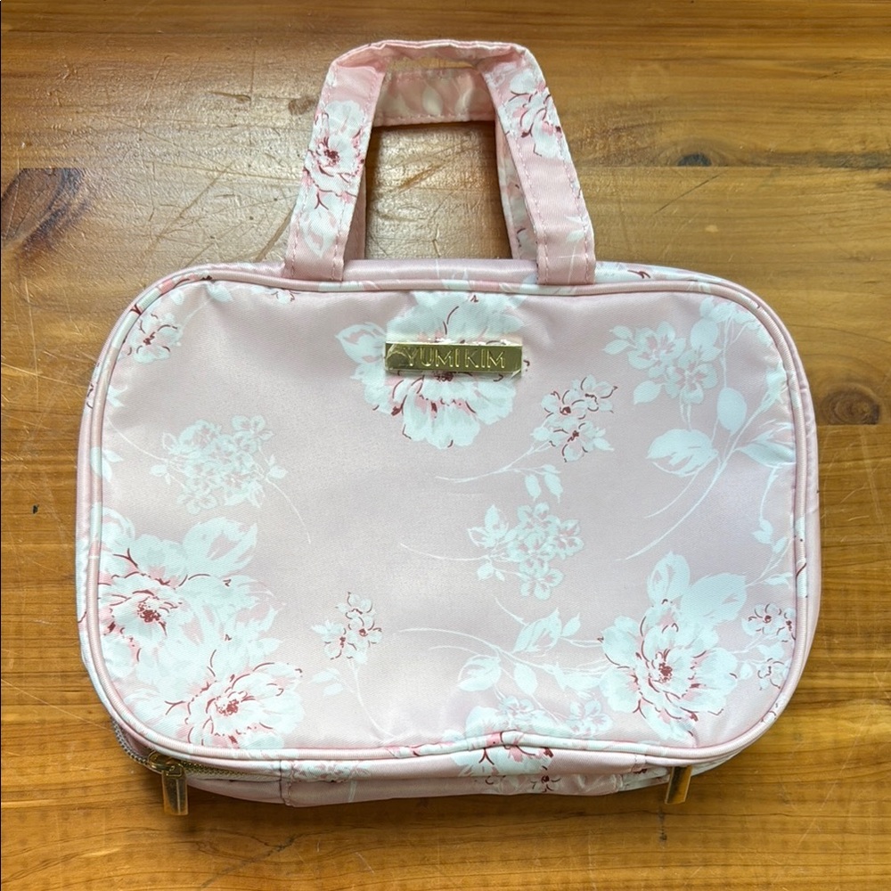 New Pink Floral Travel Bag 10”x7” folded